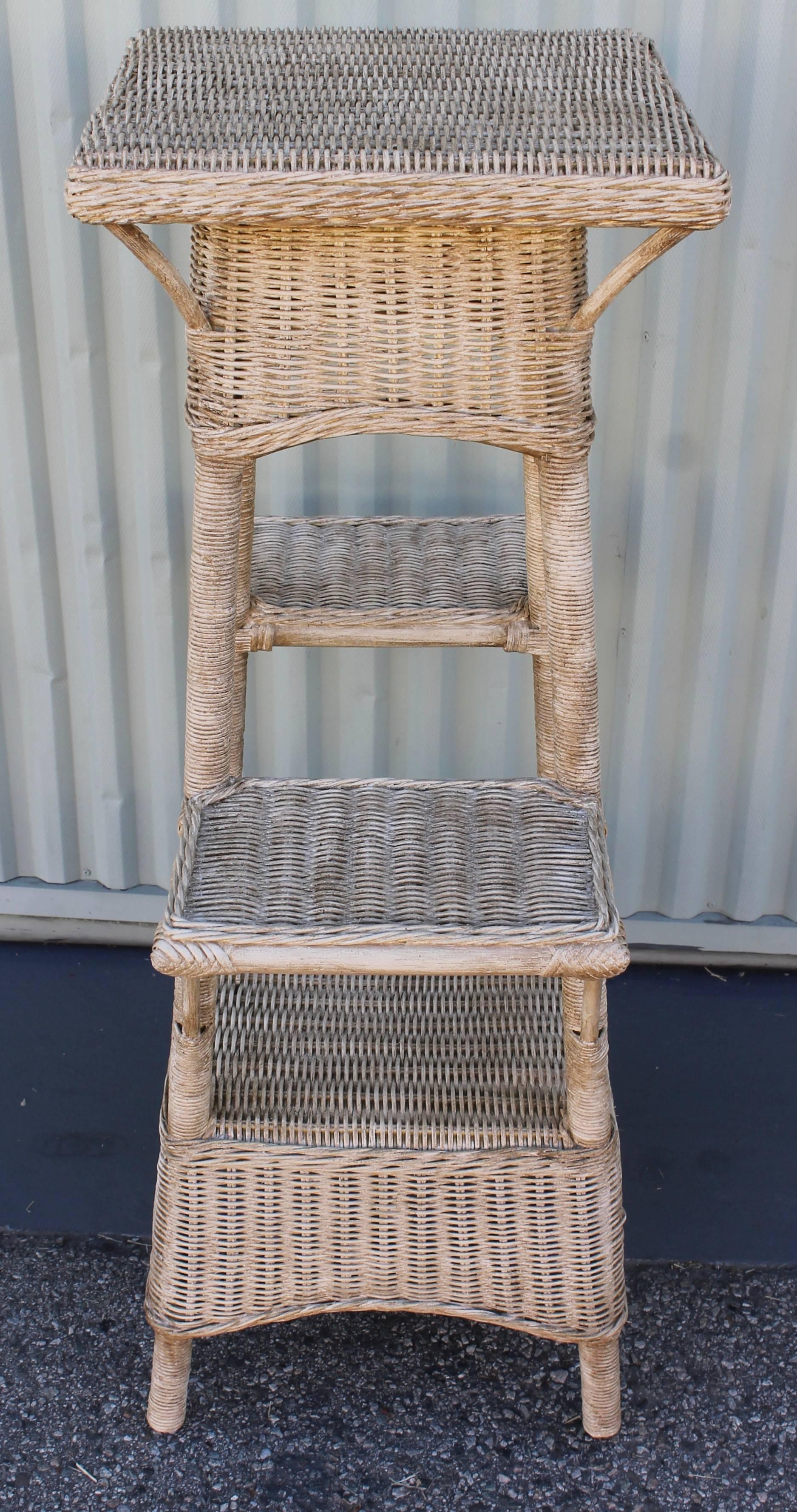20th Century Bar Harbor Country Wicker Plant Stand