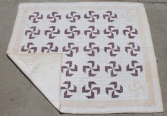 19th Century Fly Foot or Whirling Logs Pattern Quilt
