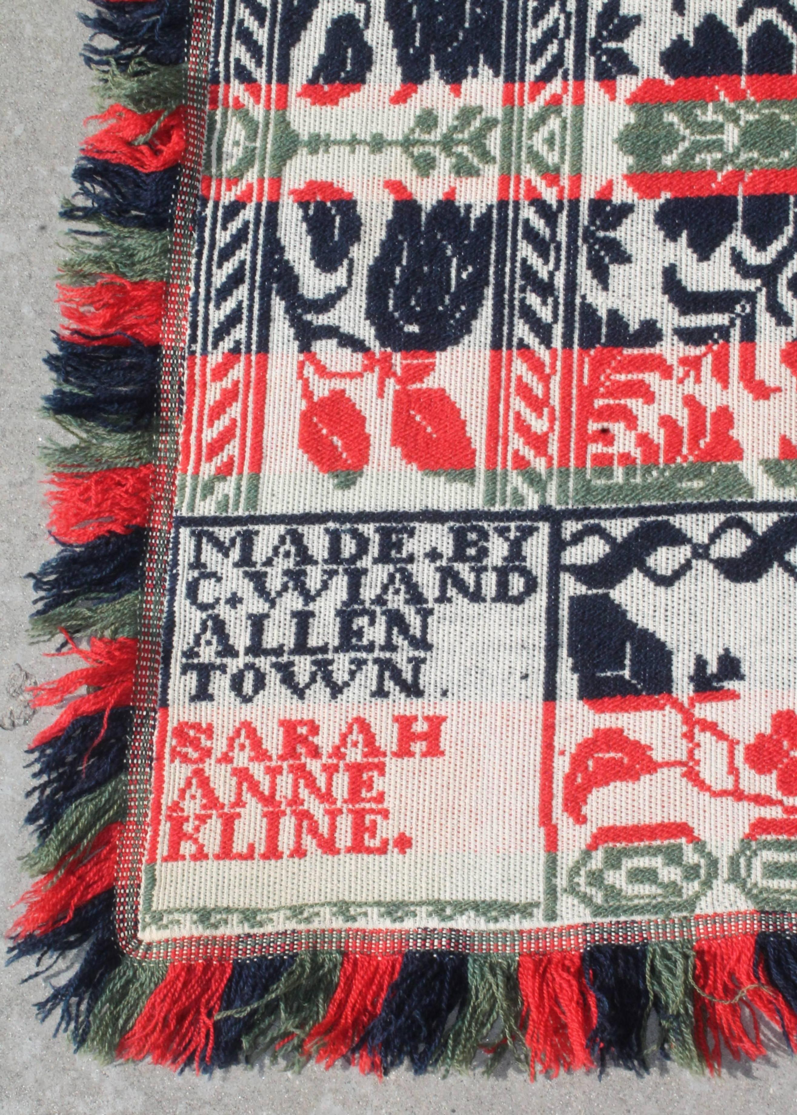 Hand-Woven Coverlet Made by C.Wiand/Allentown , Pennsylvania Sarah Anne Kline