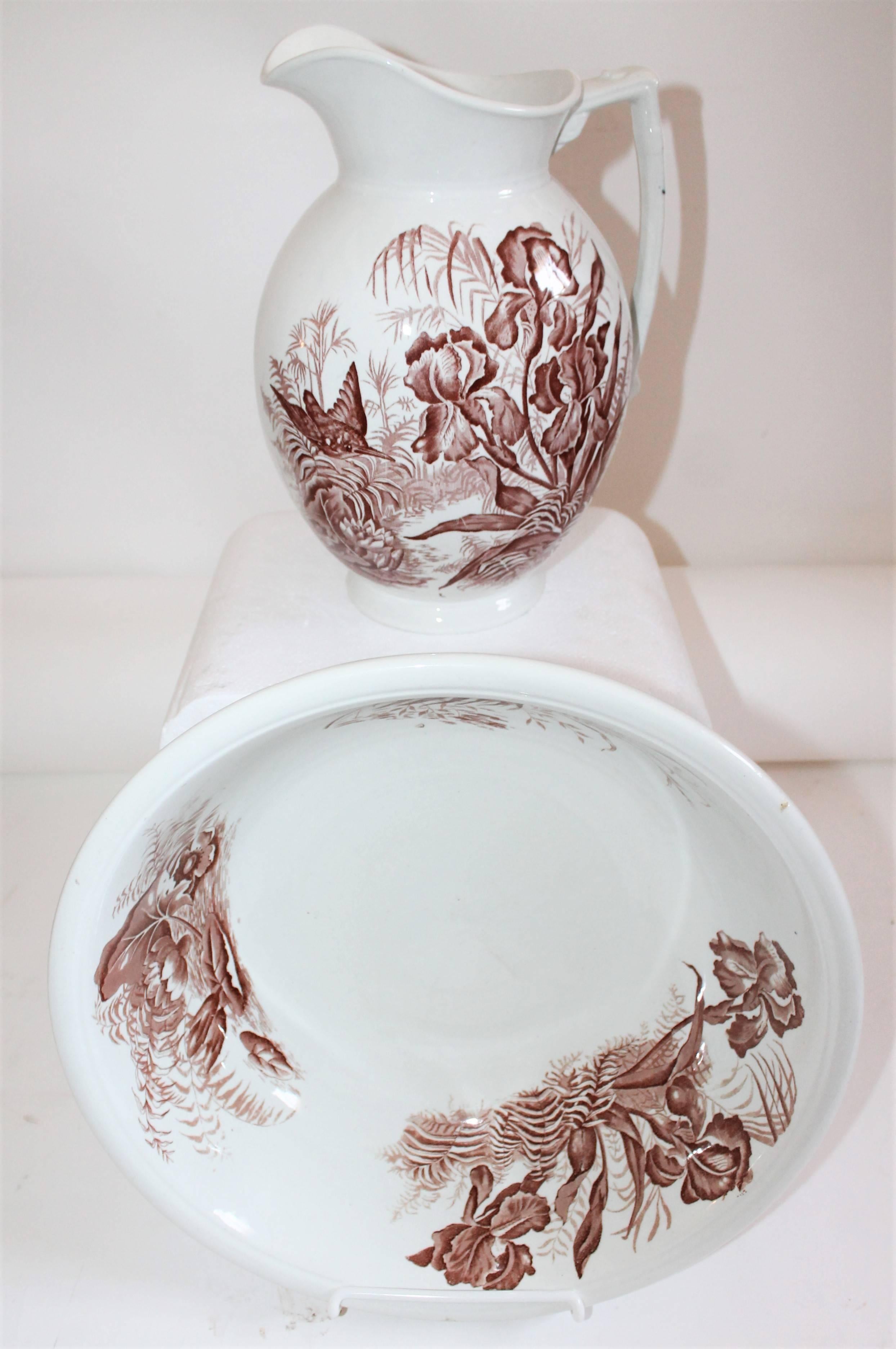 ironstone pitcher and bowl