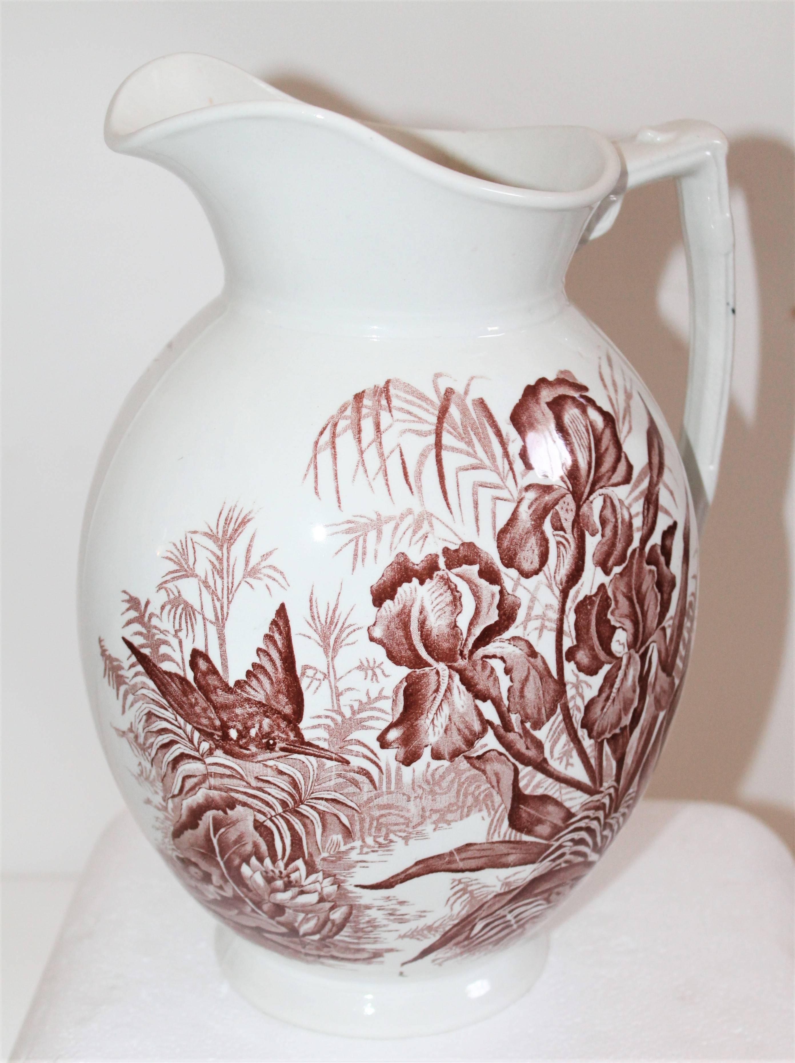 Victorian 19th Century, Transfer Ironstone Wash Bowl and Pitcher Set