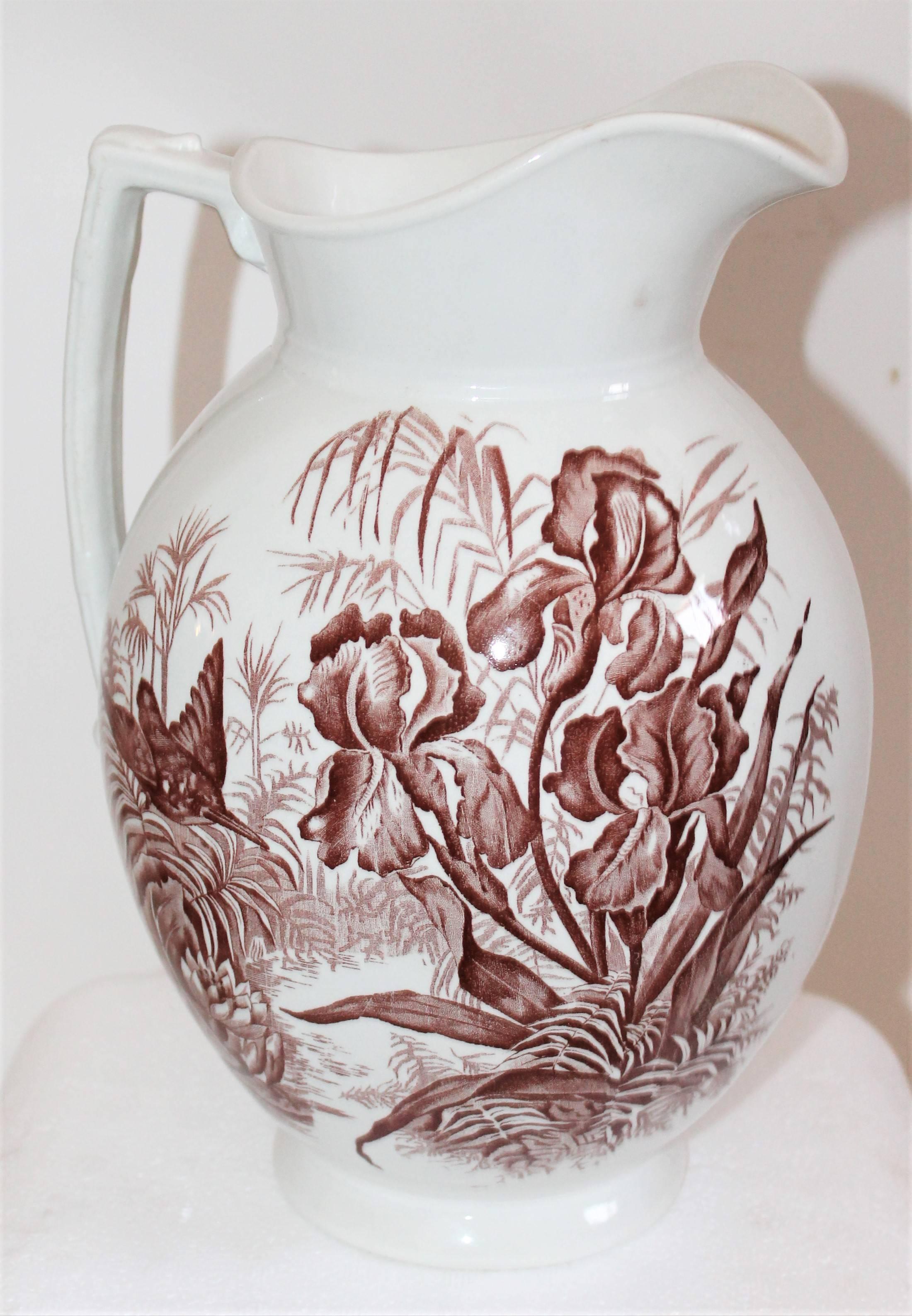 English 19th Century, Transfer Ironstone Wash Bowl and Pitcher Set