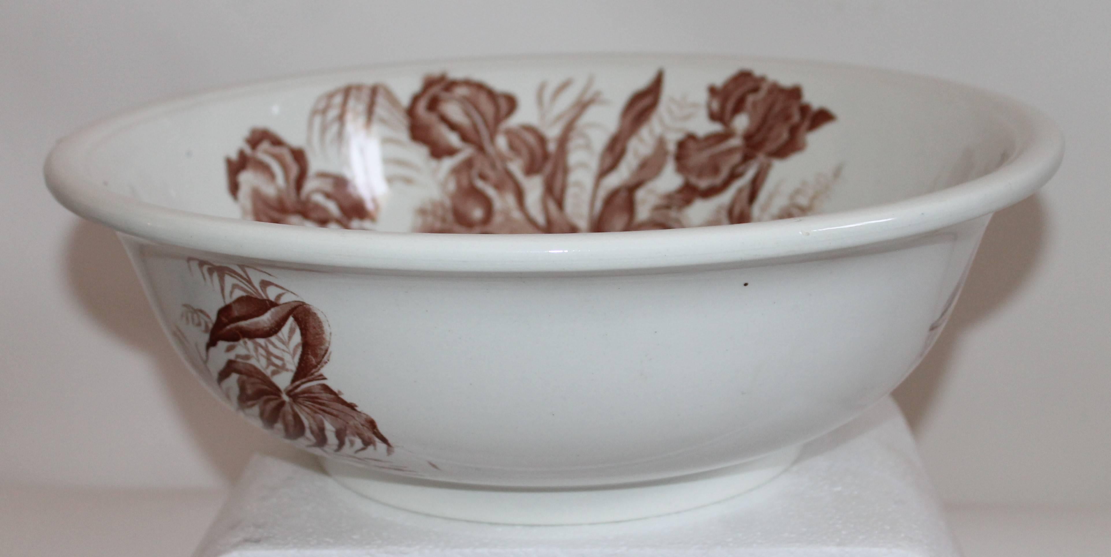 Hand-Painted 19th Century, Transfer Ironstone Wash Bowl and Pitcher Set