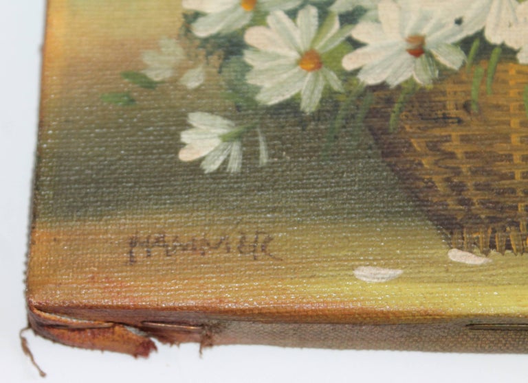 Signed Floral Miniature Oil Painting at 1stDibs