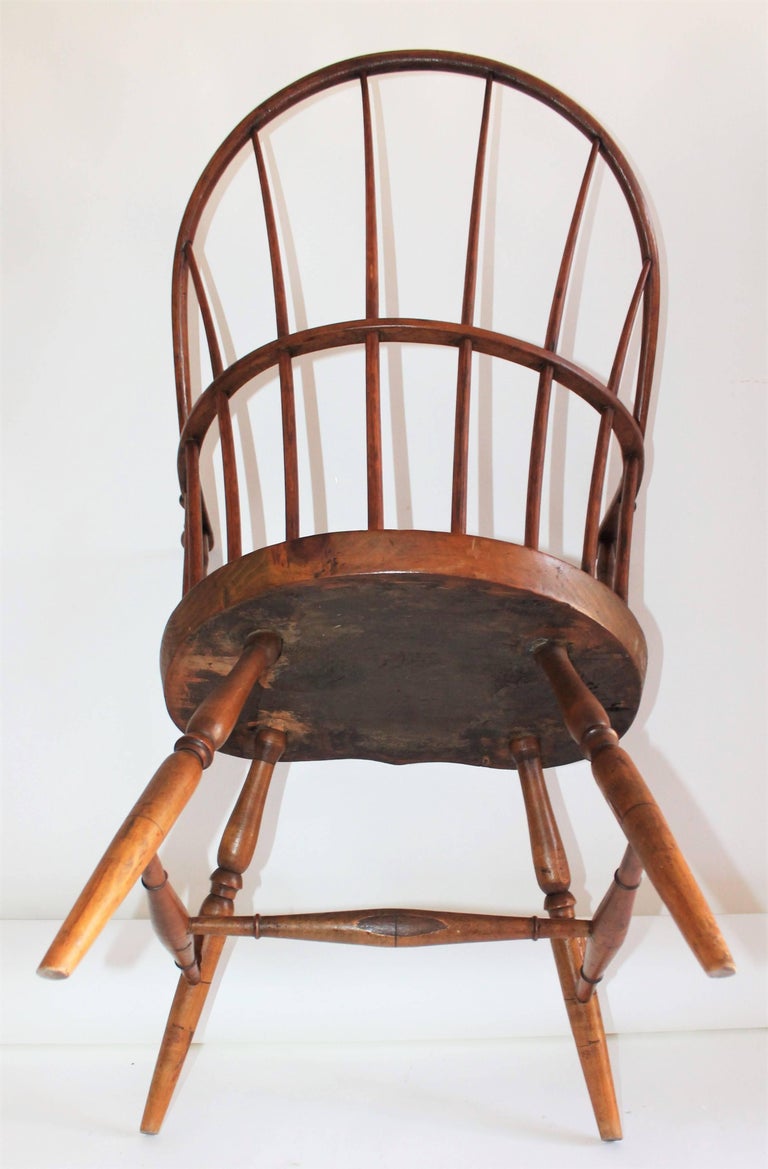 19th Century, Windsor Chair with Extended Arms and Sack Back For Sale