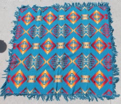 Pendleton Indian Design Teal Camp Blanket Dated 1921