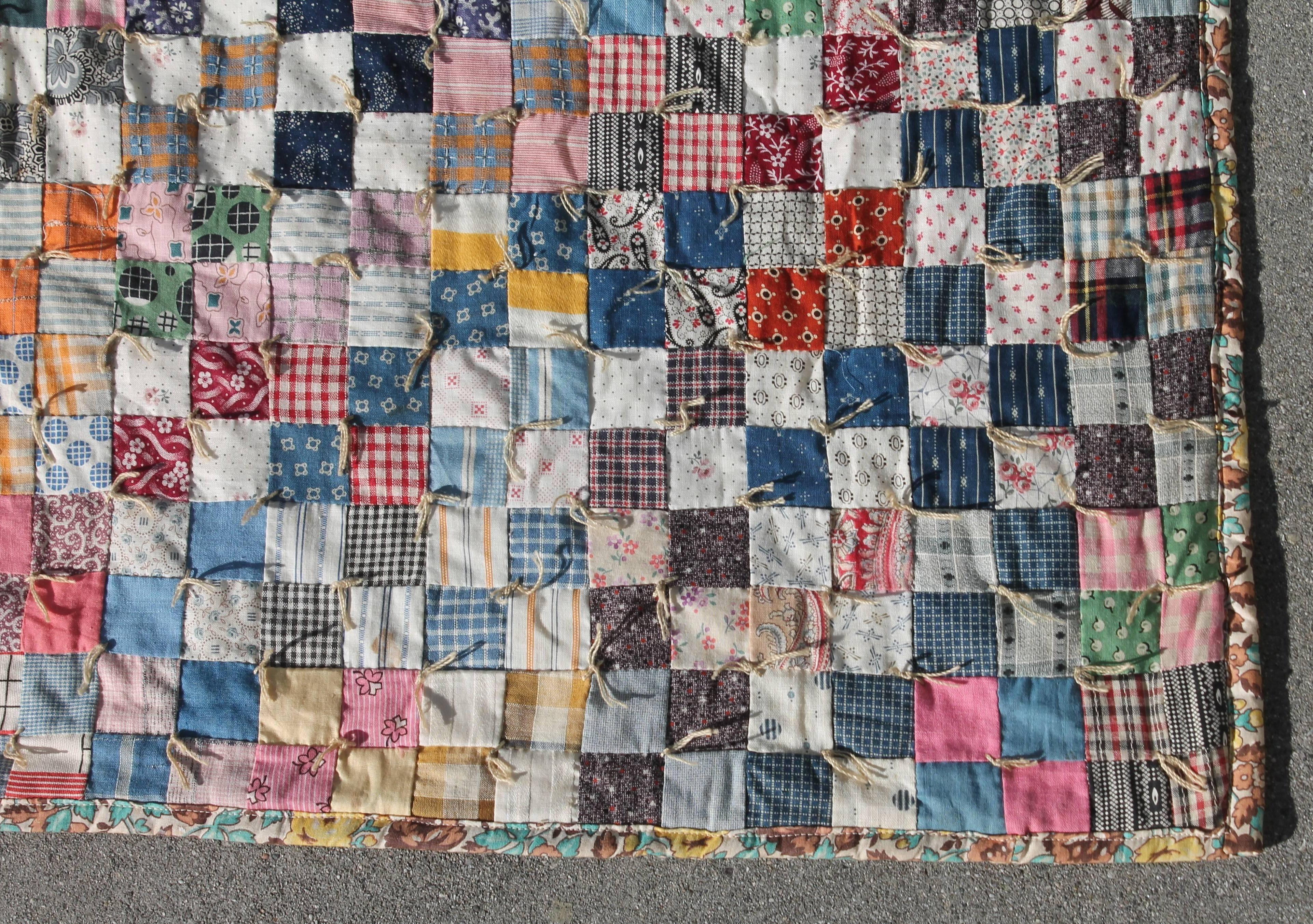 Quilt in Postage Stamp Pattern / 3000 Pieces In Excellent Condition In Los Angeles, CA