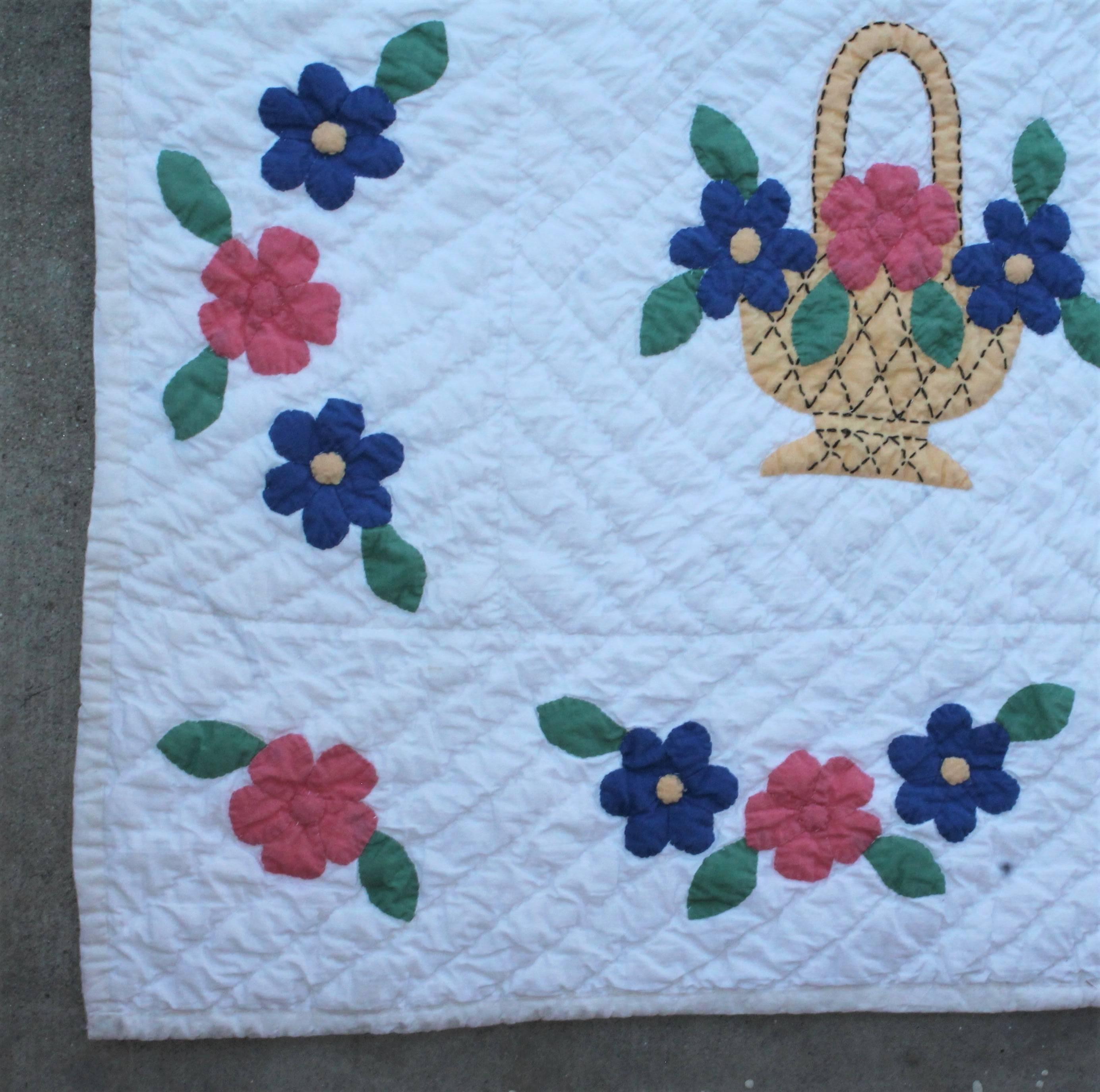 American Applique Flower Basket Quilt