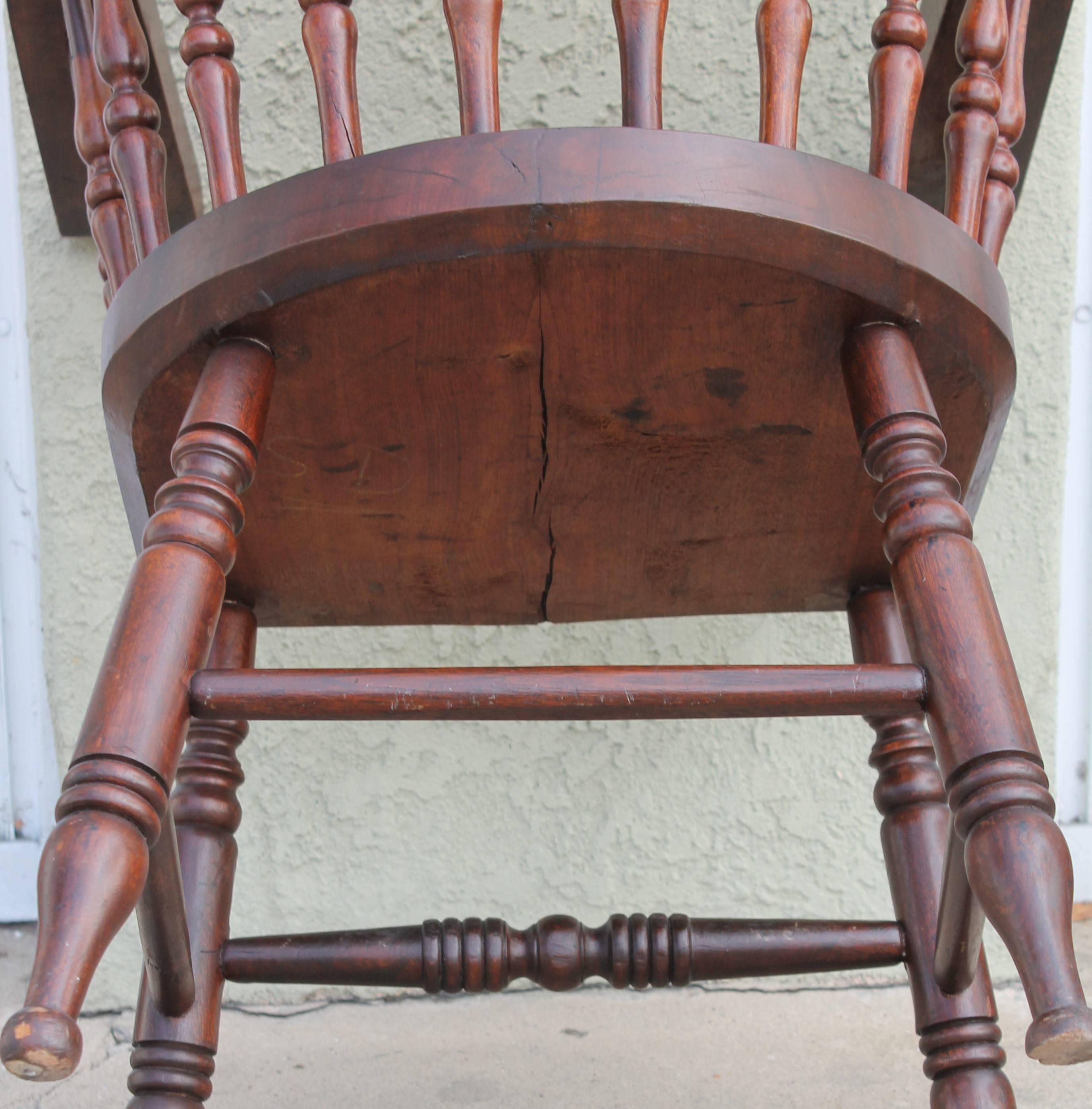 American Four 19th Century Windsor Captains Chairs from Maine