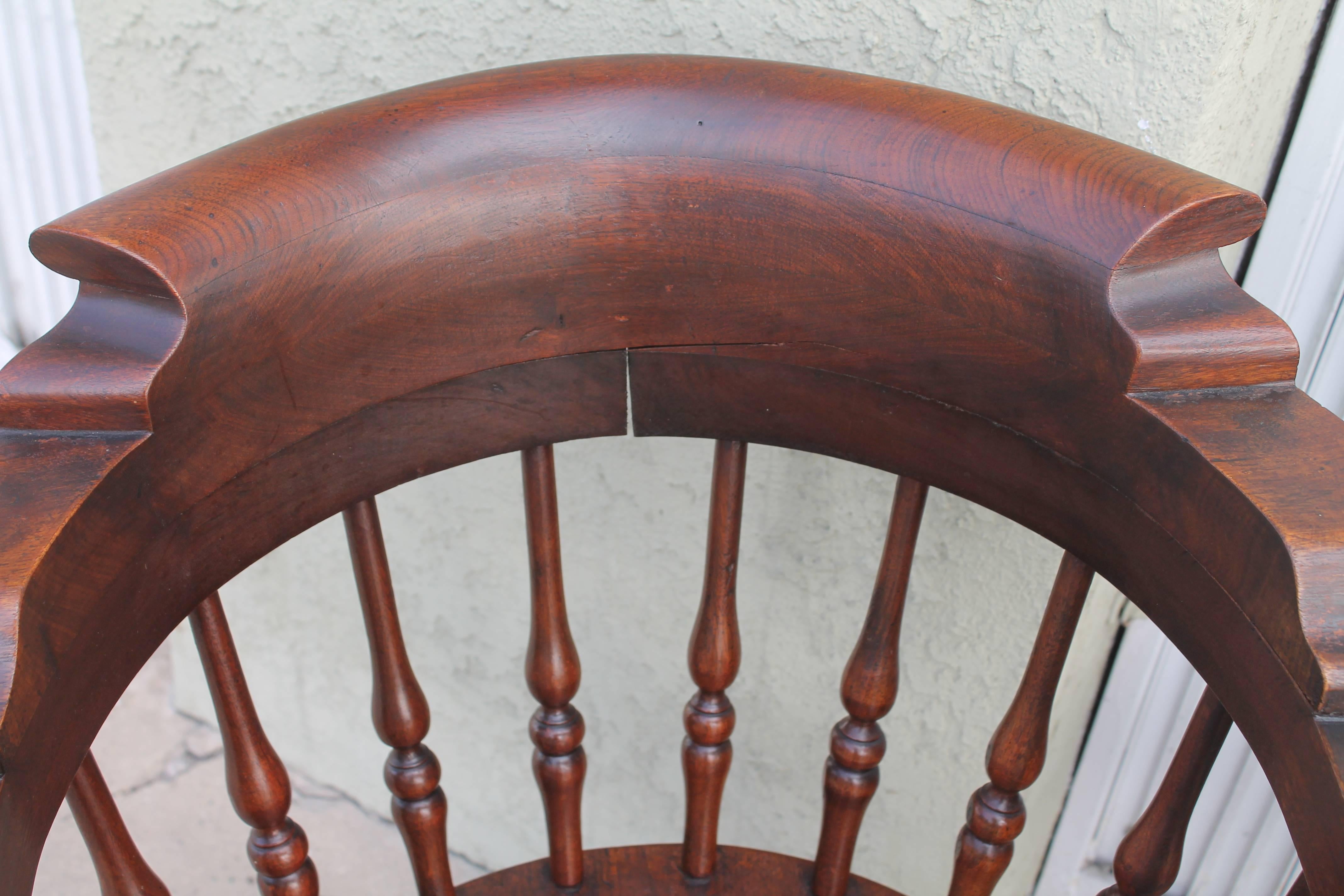 Hand-Crafted Four 19th Century Windsor Captains Chairs from Maine