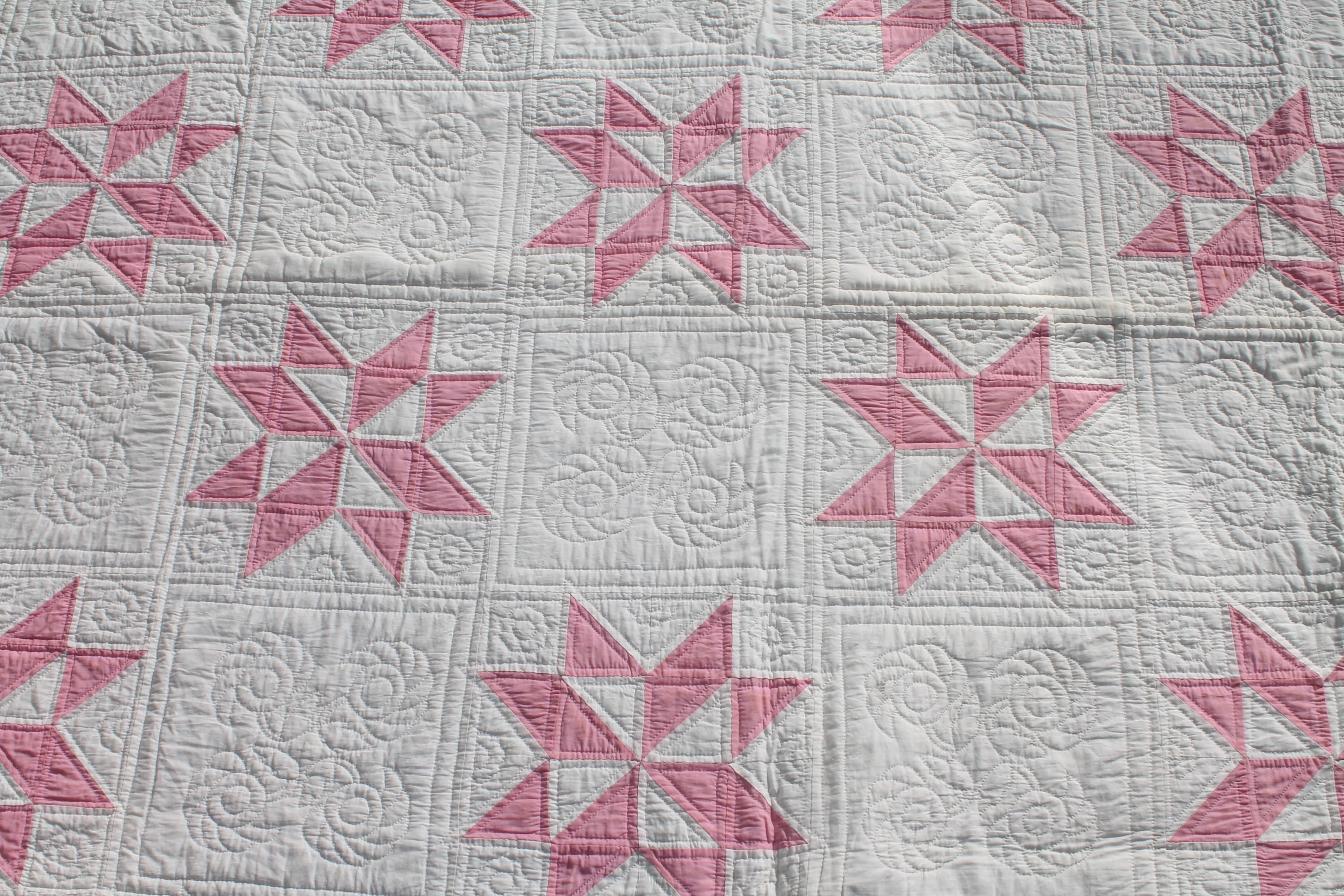 American 19th Century Star Quilt in Dusty Rose