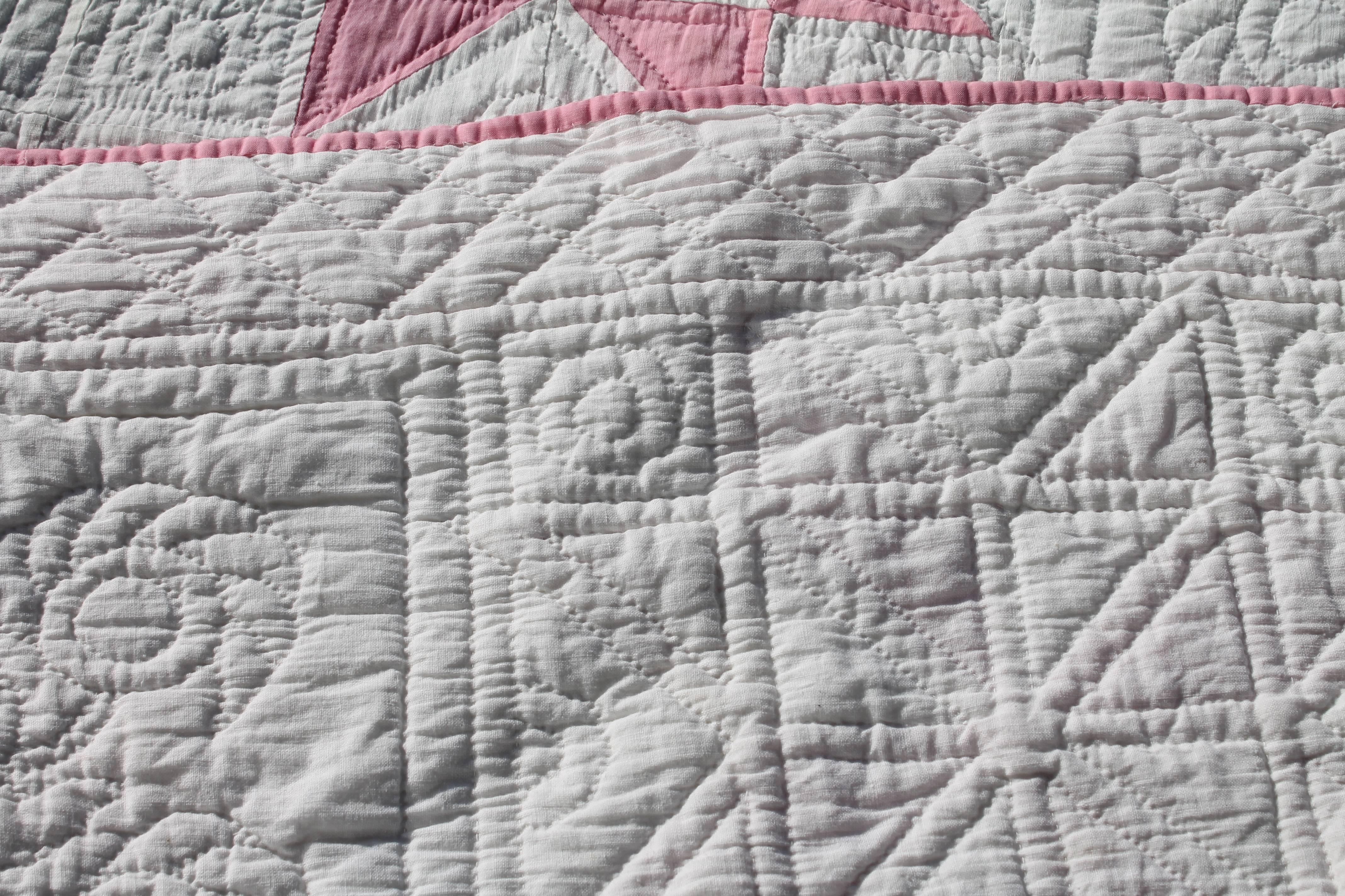 Cotton 19th Century Star Quilt in Dusty Rose