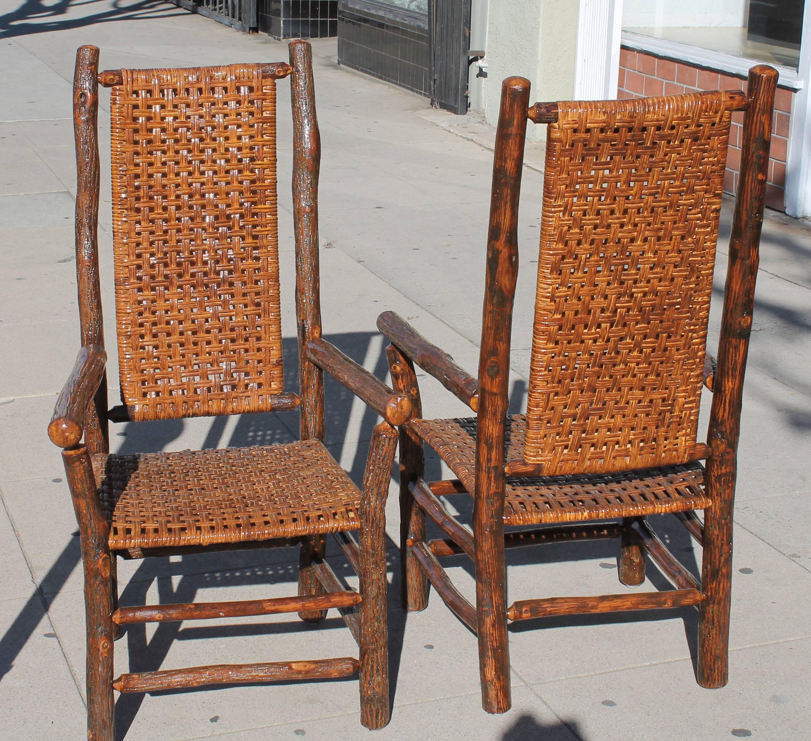 Pair of Signed Old Hickory Tall Back Armchairs 1
