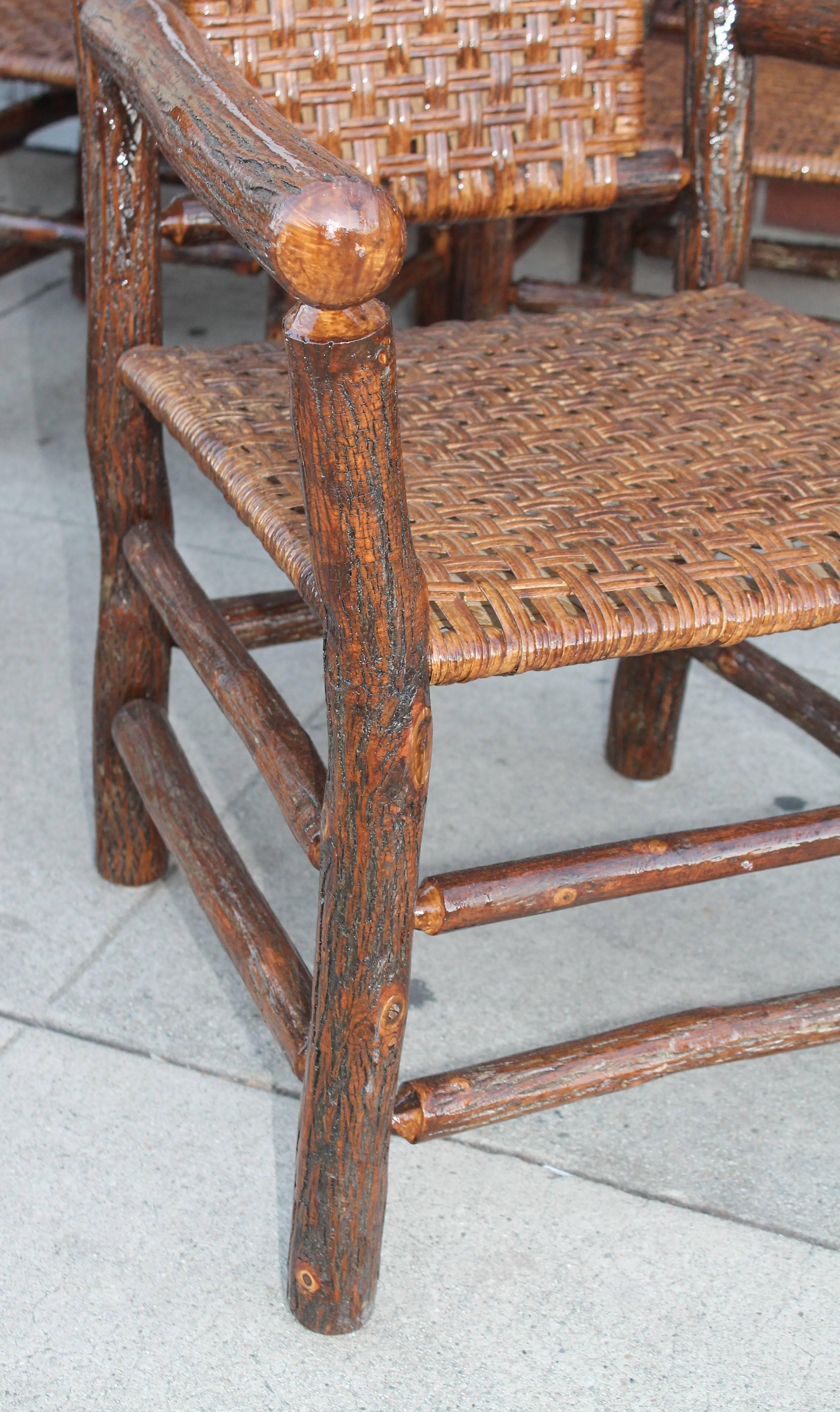 Pair of Signed Old Hickory Tall Back Armchairs 3