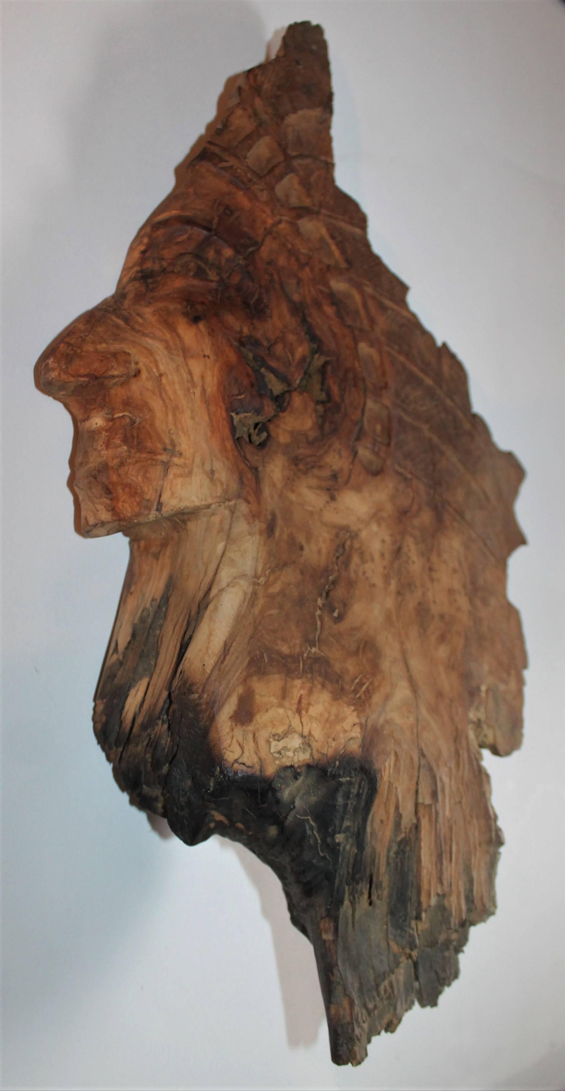 Indian Chief Hand-Carved From Olivewood In Excellent Condition In Los Angeles, CA