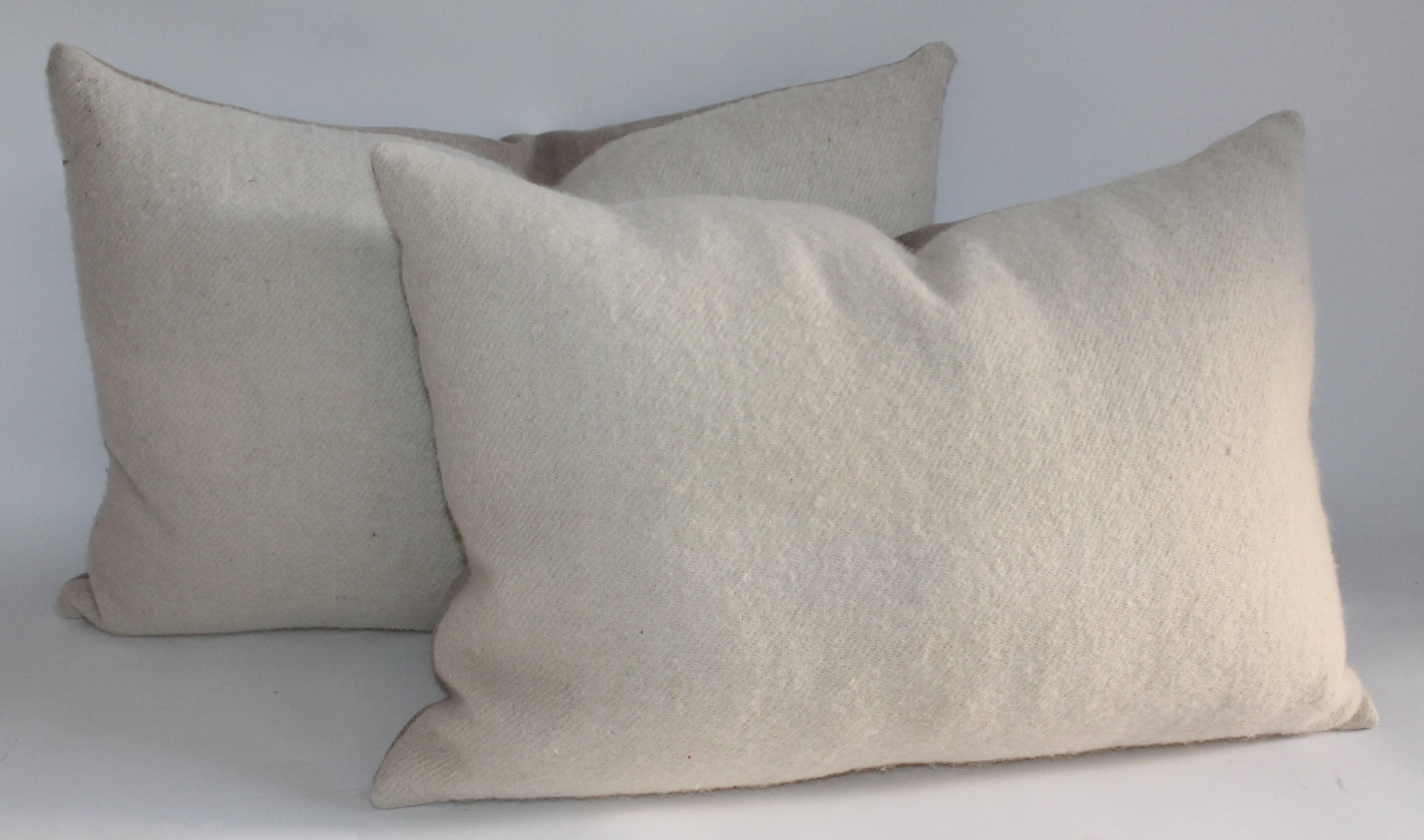 Mid-20th Century Lambs Wool Cream Pillows, Pair