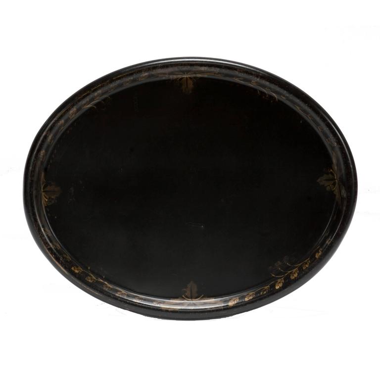 Oval Black Tole Tray at 1stDibs