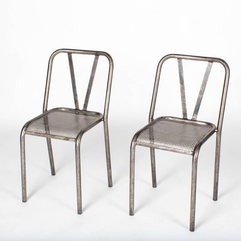 1950s industrial metal dining chairs set of six. 