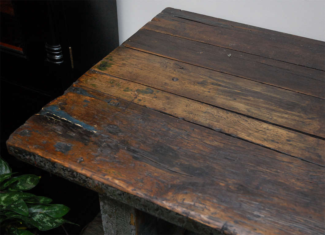 19th Century English Wood Plank Top Work Table 1