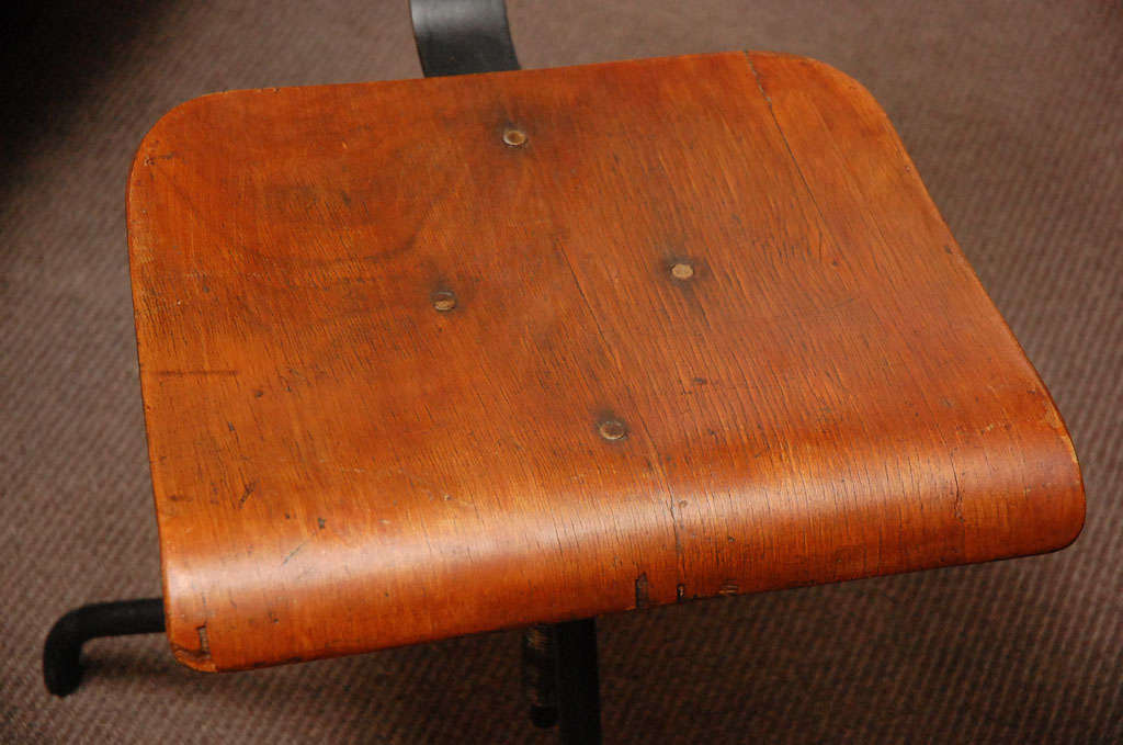 Wood and Iron Base Swivel Desk Chairs from Late 19th Century France 2