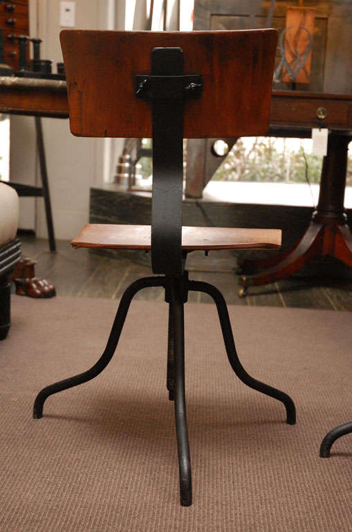 Wood and Iron Base Swivel Desk Chairs from Late 19th Century France 4