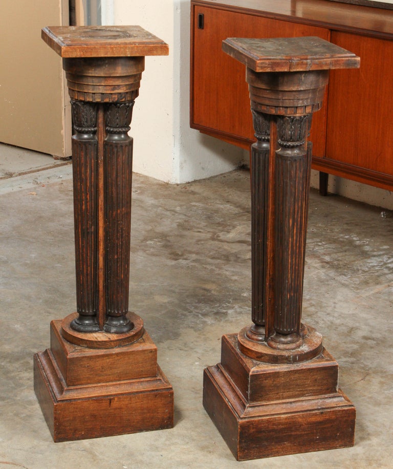 Late 19th Century French Pair of Classical Pedestal Stand Plinths For
