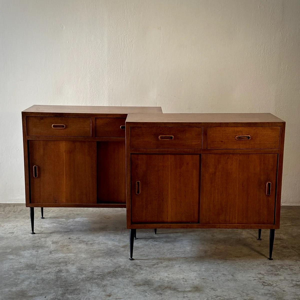 Walnut Pair of Sideboards For Sale