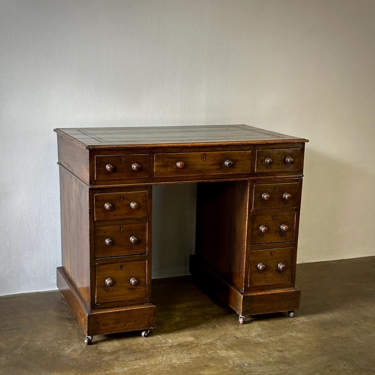 Victorian Leather Topped Desk in Walnut For Sale