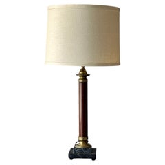 Classical Marble Column and Tole Lamp Base with Custom Shade