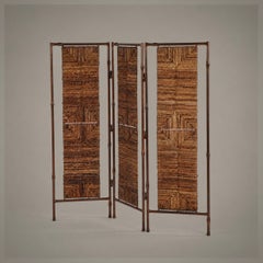 Metal and Rattan Screen or Room Divider from England