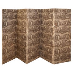 Mid-19th Century French Toile Fabric Screen, circa 1850