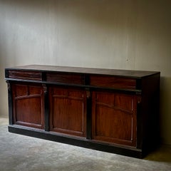 19th Century Antique Belgian Shop Counter in Distressed Wood