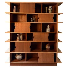 Japanese-Style Sycamore and Teak Bookcase, Attributed to Tapiovaara