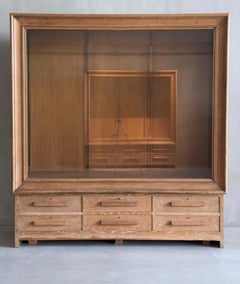 Monumental Oak Museum Cabinet, France, Circa 1940, Six Drawers
