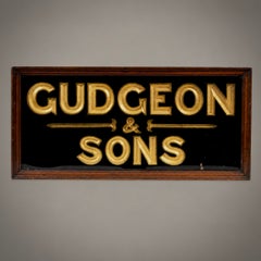 Framed Vintage Gilded "Gudgeon & Sons" Sign from 19th Century, England