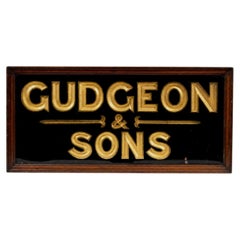 Framed Vintage Gilded "Gudgeon & Sons" Sign from 19th Century, England