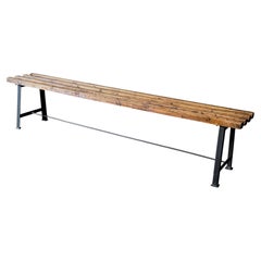 Antique Wood and Metal Bench, France, Circa 1900, Industrial Design