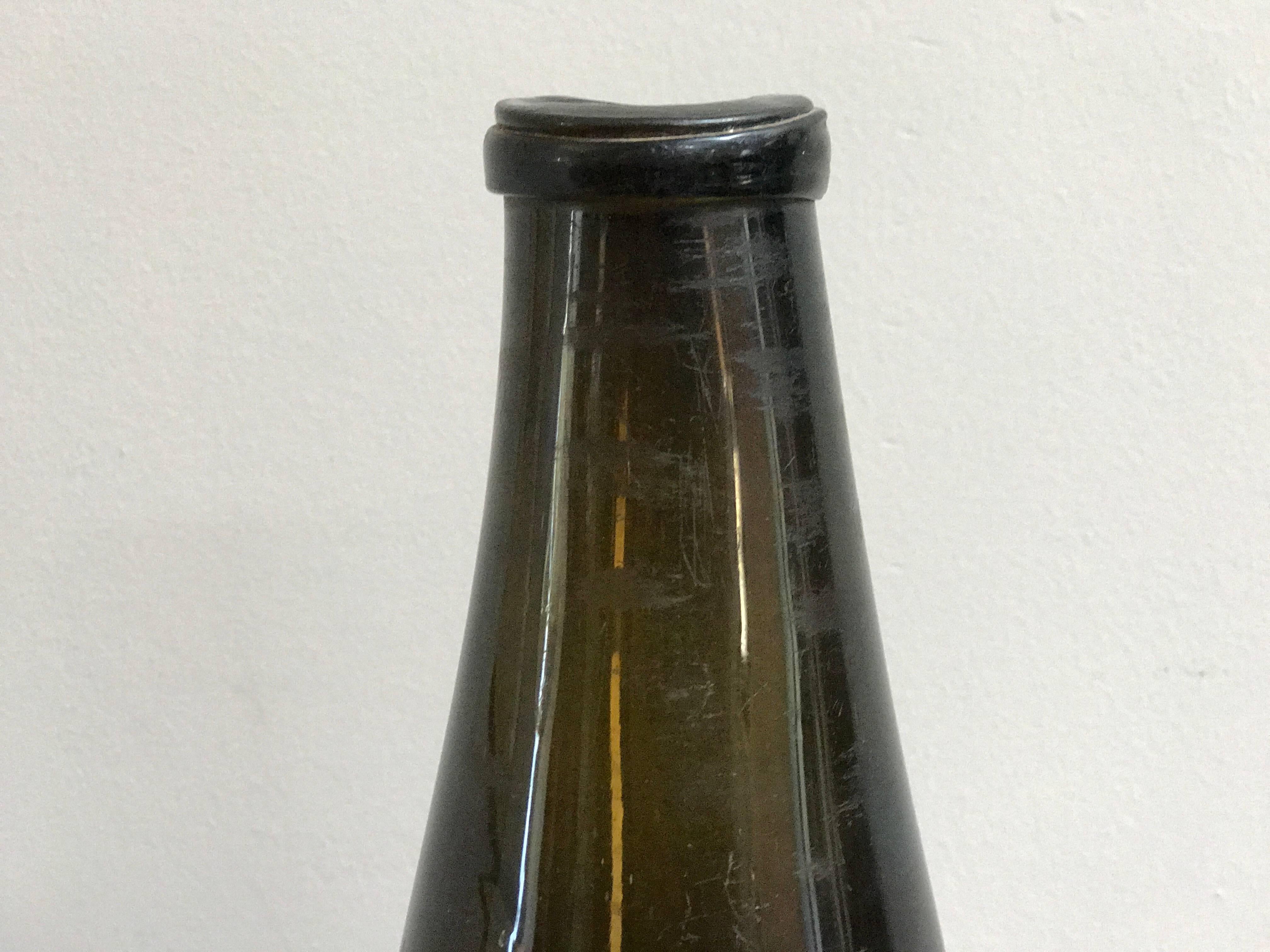 Victorian Unique Shaped Green Bottle or Vase from Late 19th Century France. 