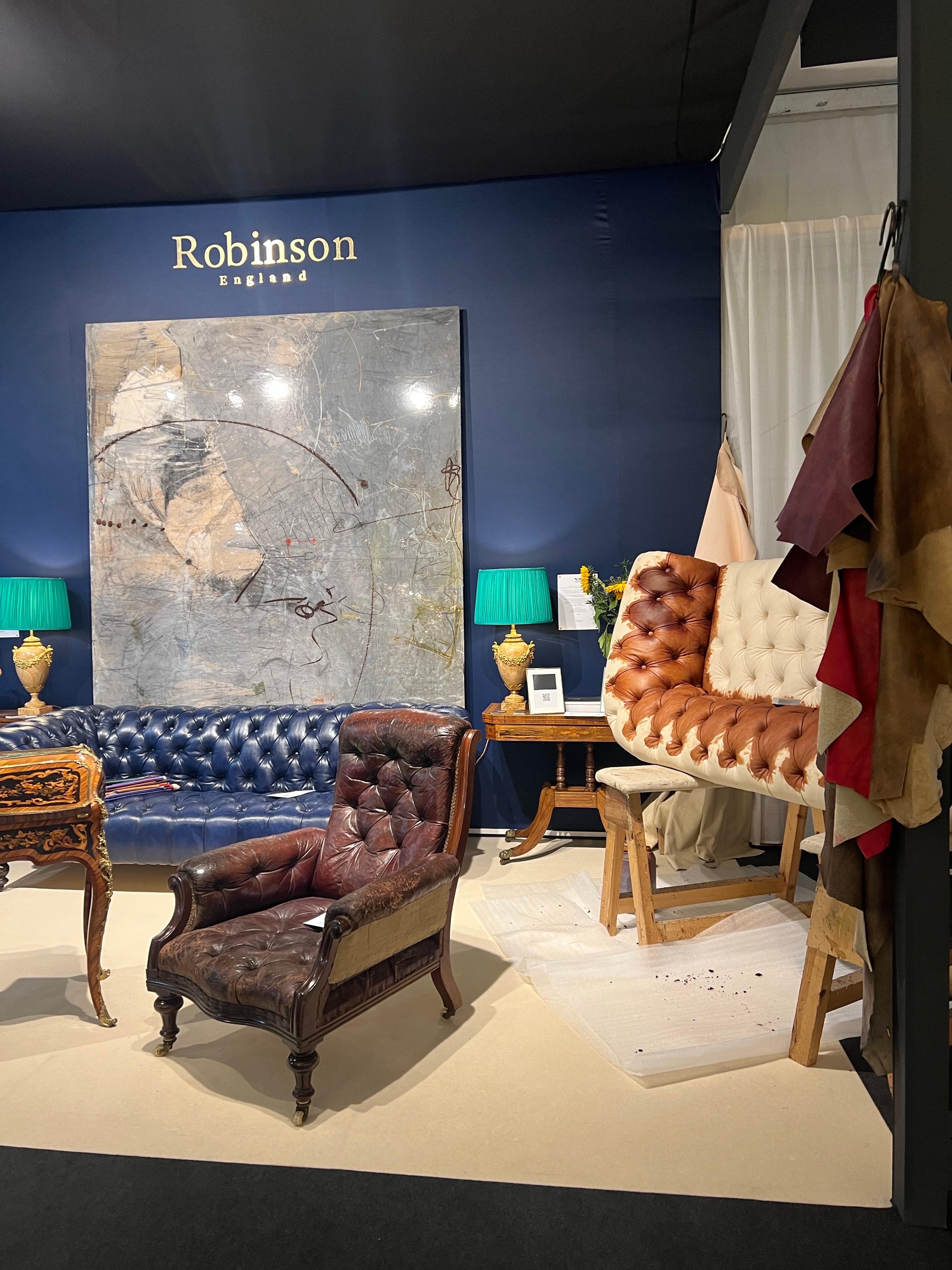 Sofá Chesterfield Antiguo Hamptons & Sons Del Siglo XIX En Piel Teñida A Mano De Whiskey en venta 2