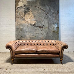 Antike 19. Jahrhundert Chesterfield Sofa in Hand gefärbt Pergament Leder