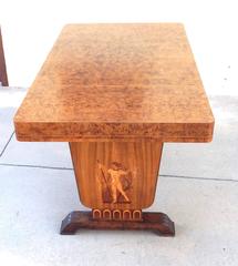 Swedish Art Deco Library Table with Neoclassical Inlay by SMF