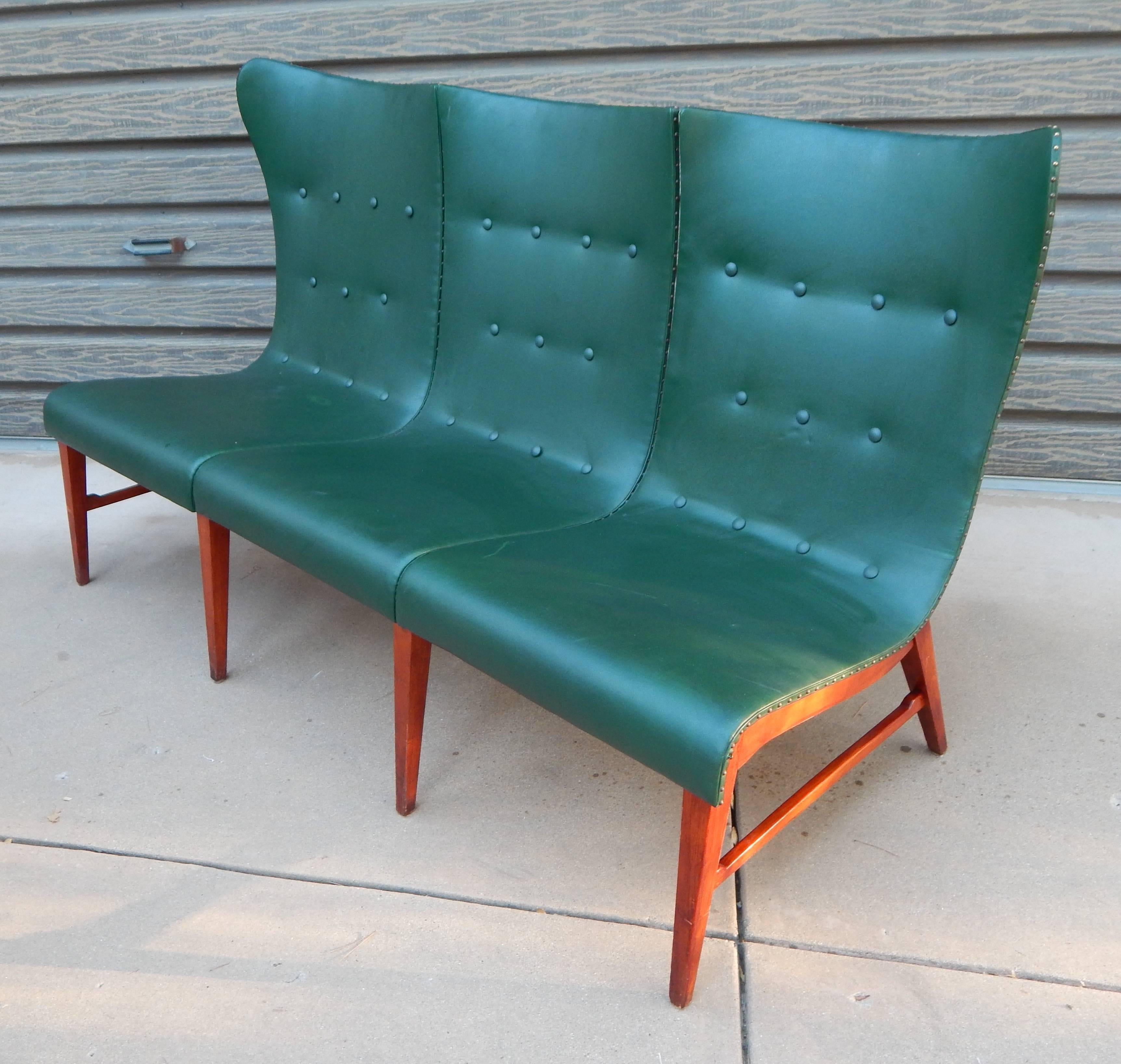 Swedish Mid-Century Modern Paneled Wingback Sofa by Axel Larsson, circa 1950 For Sale 1