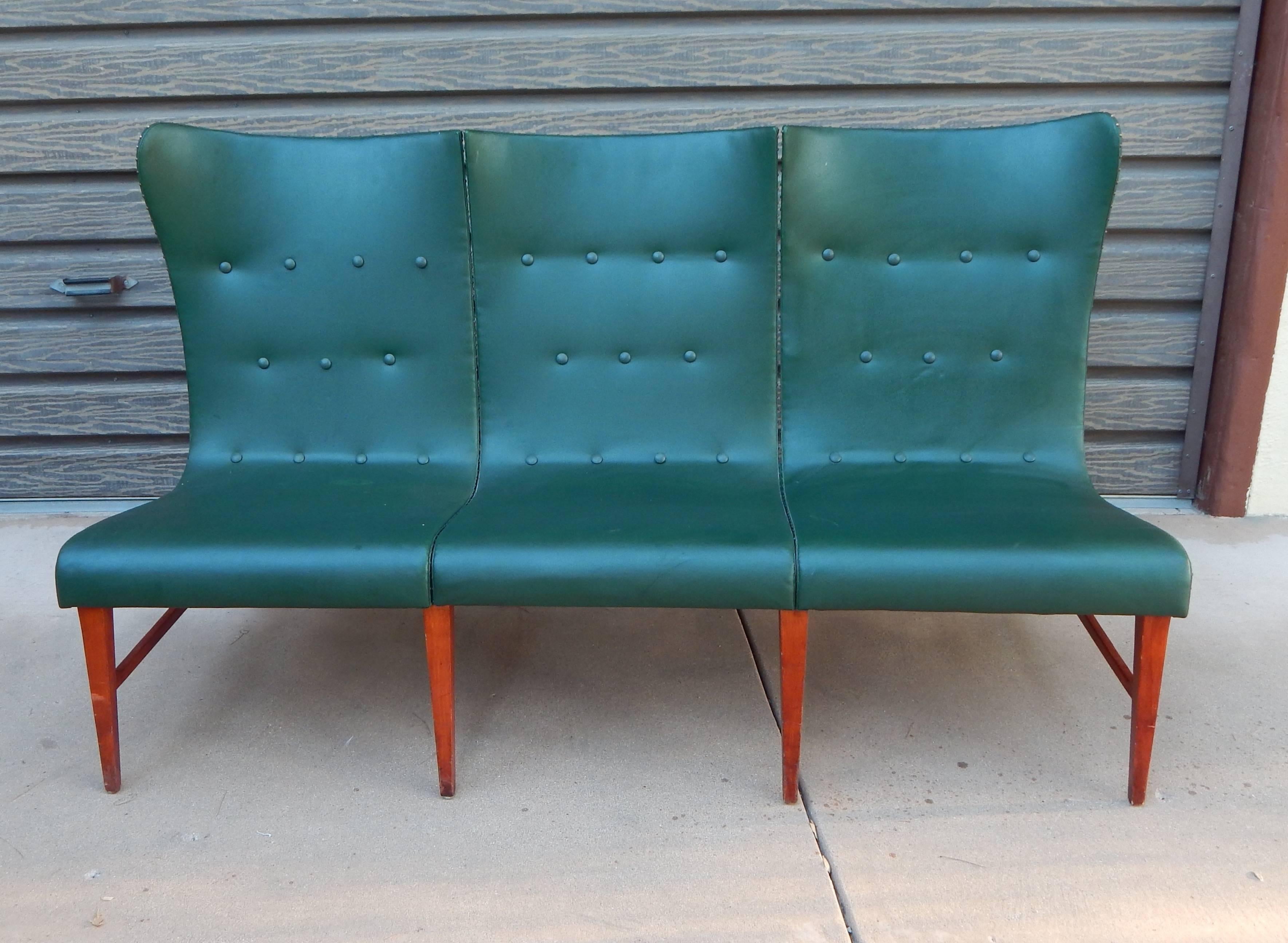 Mid-20th Century Swedish Mid-Century Modern Paneled Wingback Sofa by Axel Larsson, circa 1950 For Sale