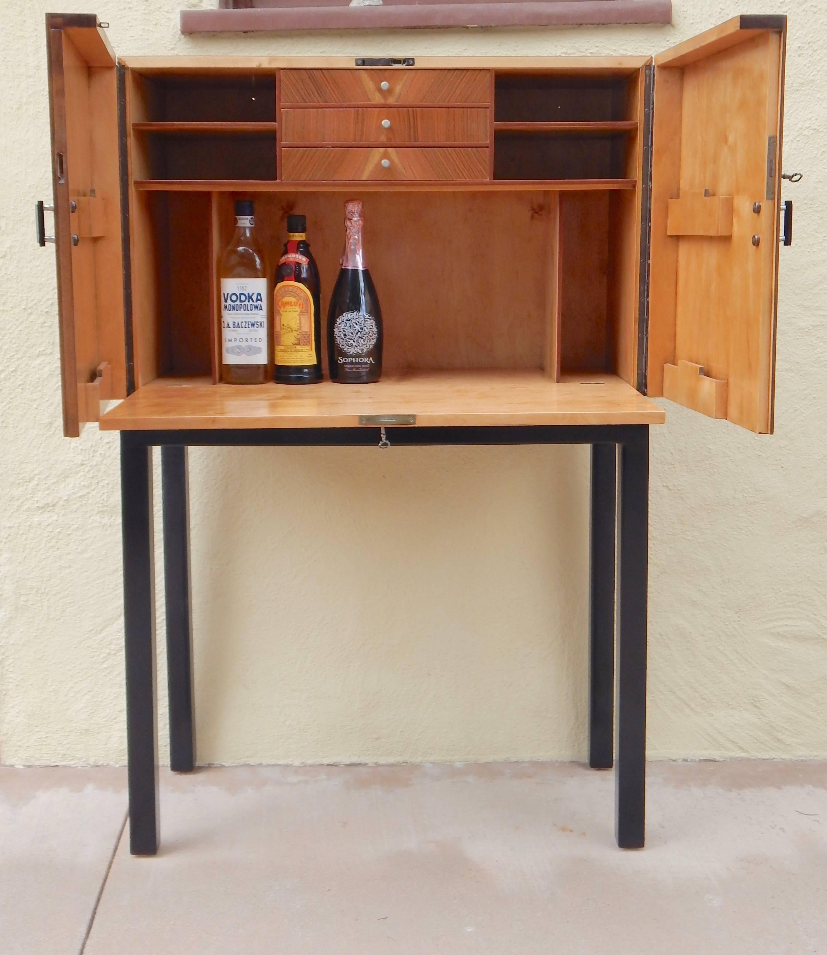 Swedish Art Deco Inlaid Dry Bar-Secretaire by Smf, circa 1930 For Sale 4