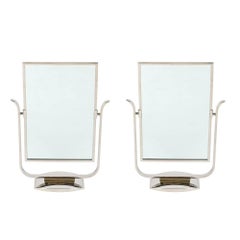 Art Deco Table Top Mirror in Chrome and Polished Brass