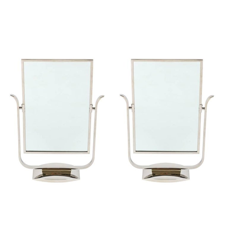 Art Deco Table Top Mirror in Chrome and Polished Brass For Sale