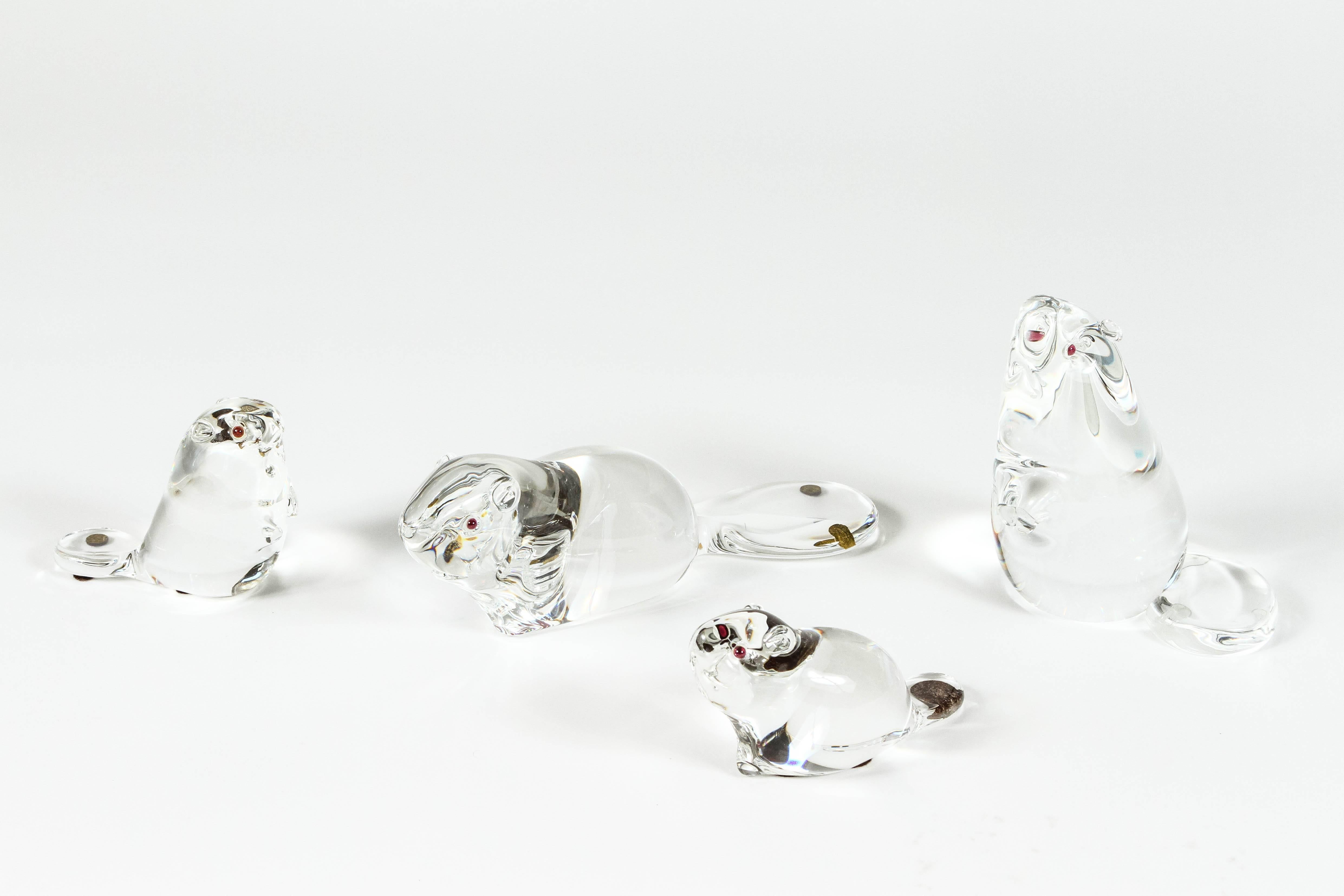 Polished Charming Beaver Family by Lloyd Atkins for Steuben Glass