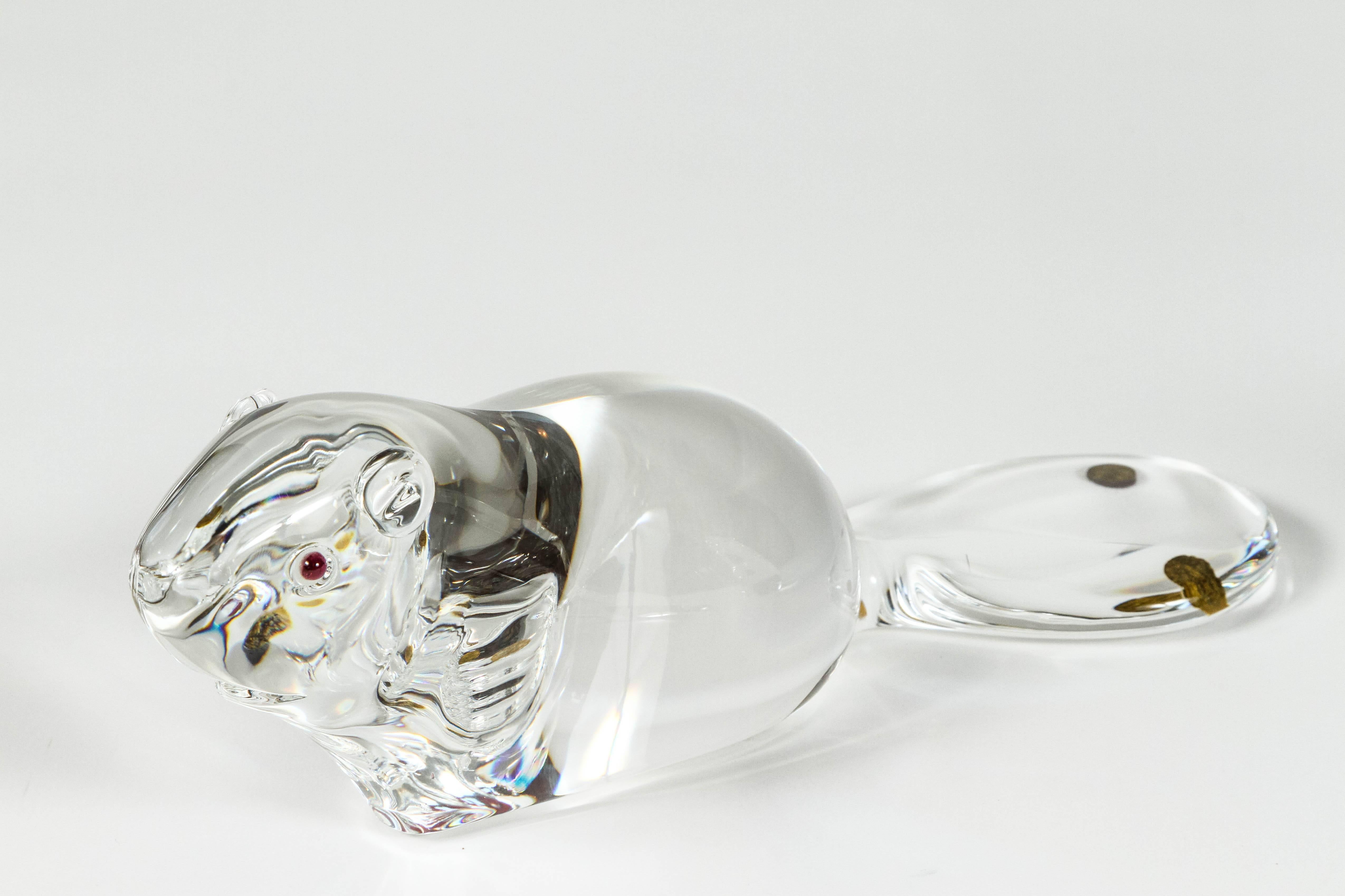 Mid-Century Modern Charming Beaver Family by Lloyd Atkins for Steuben Glass