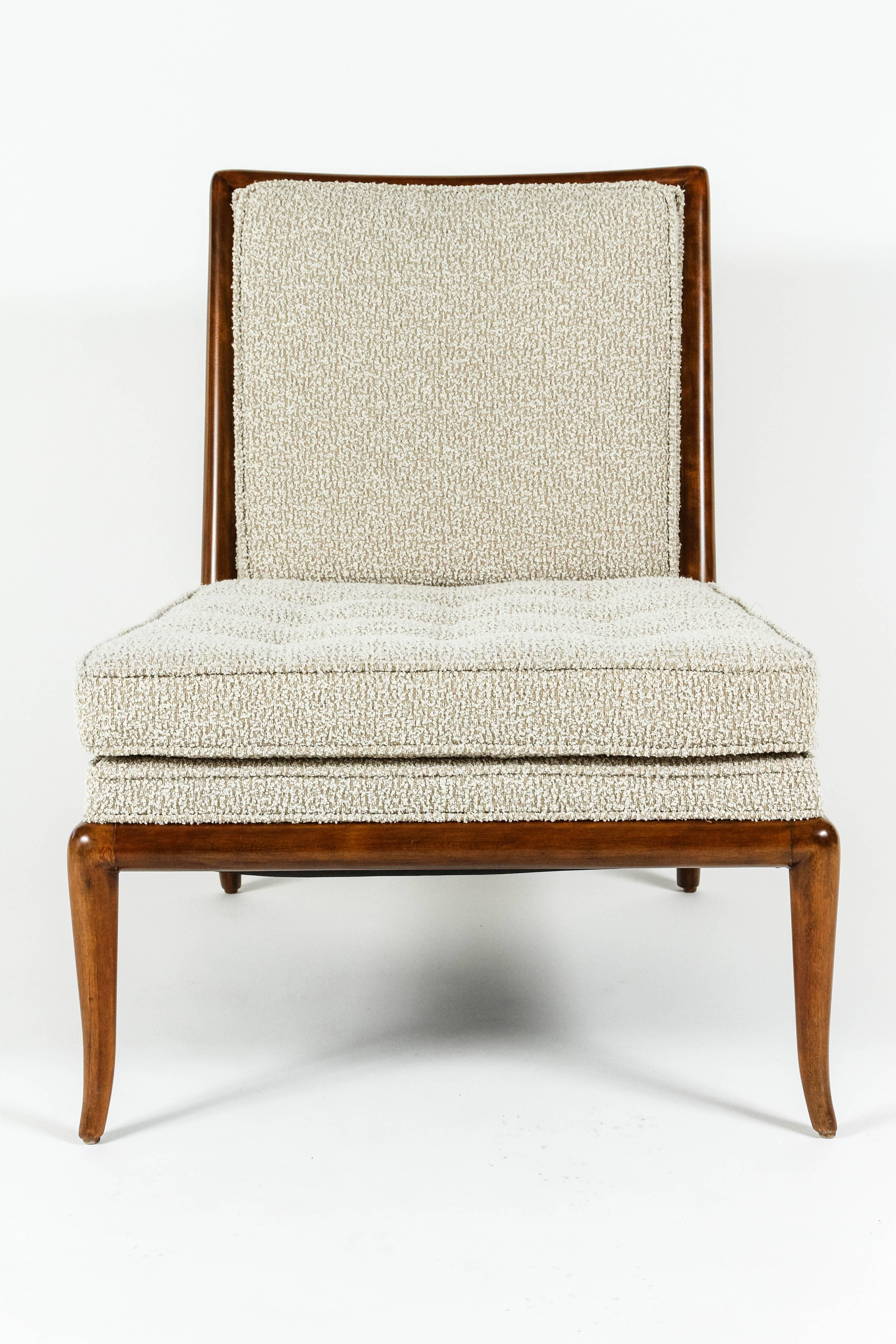 Fabric Pair of Slipper Chairs by T.H. Robsjohn-Gibbings for Widdicomb