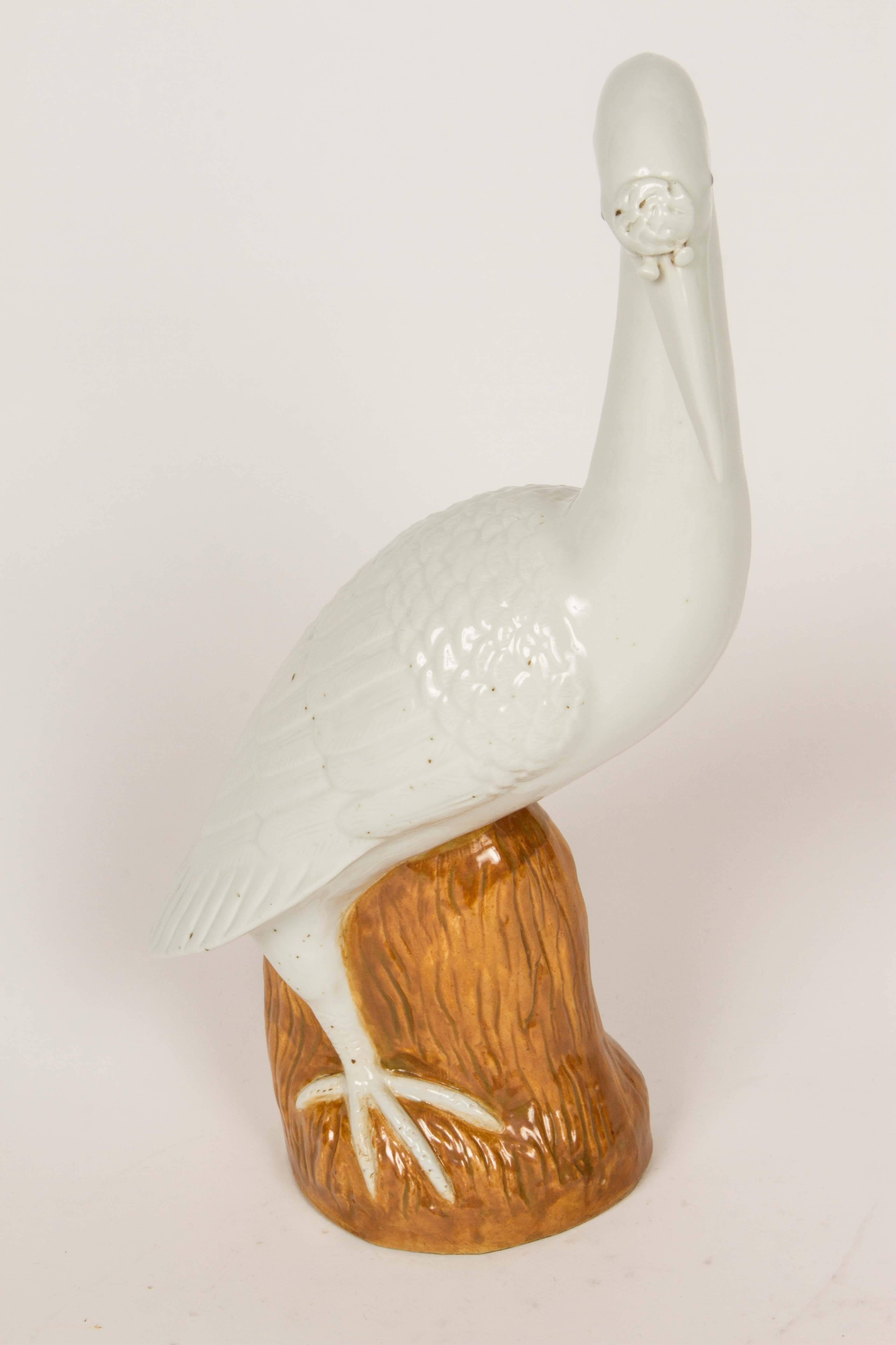 Glazed Set of Four Chinese Porcelain Egrets 